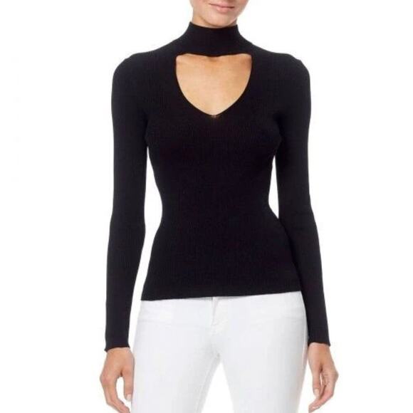 360 CASHMERE Evelina Cutout Turtleneck Sweater. Black - Picture 1 of 11